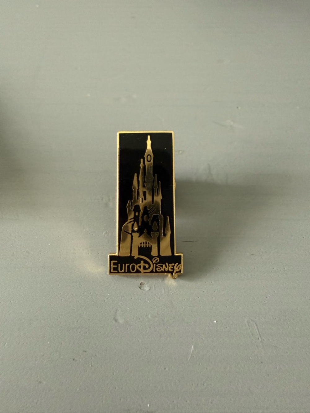 Disney EuroDisney Black and Gold Castle Enamel Pin